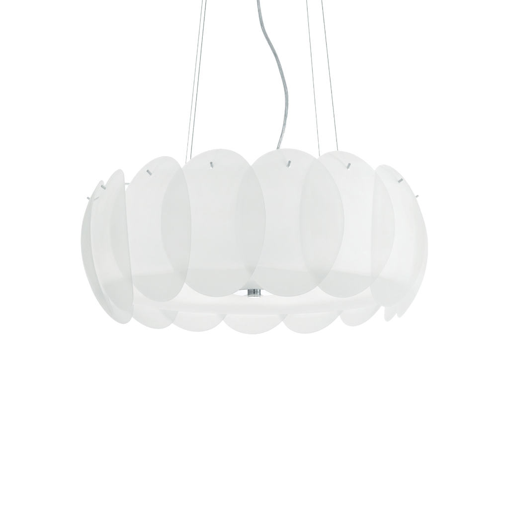 Ideal Lux 090481 Ovalino 8 Light Pendant White Frame