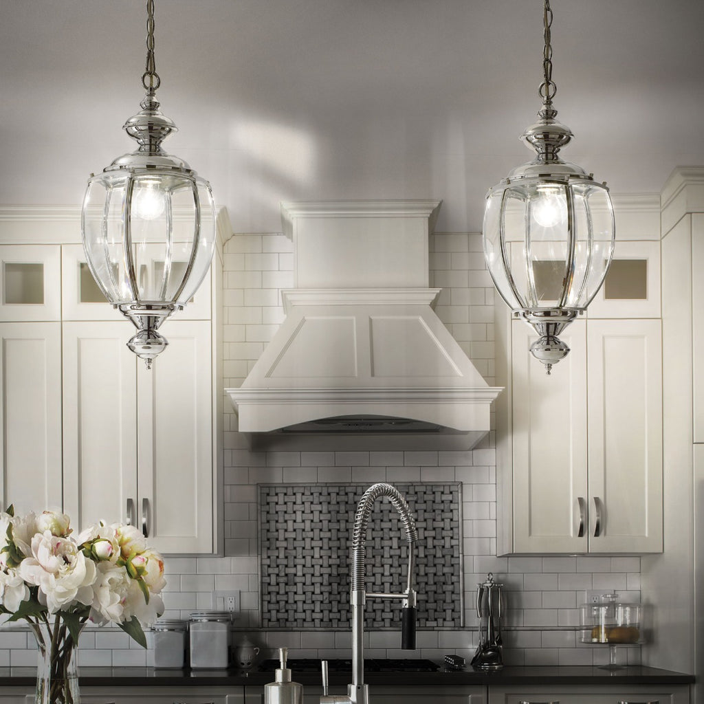 Ideal Lux 094786 Norma Single Light Indoor Hanging Lantern Pendant Chrome Frame