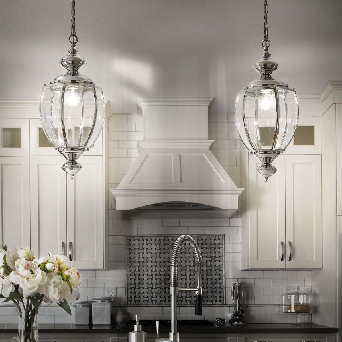 Ideal Lux 094786 Norma Single Light Indoor Hanging Lantern Pendant Chrome Frame