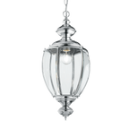 Ideal Lux 094786 Norma Single Light Indoor Hanging Lantern Pendant Chrome Frame