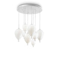 Ideal Lux 100883 Clown 8 Lt White Cluster Pendant Glass Balloon Shade