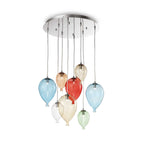 Ideal Lux 100944 Clown Chrome Hand Blown Glass, Shades 8 Lt Pendant
