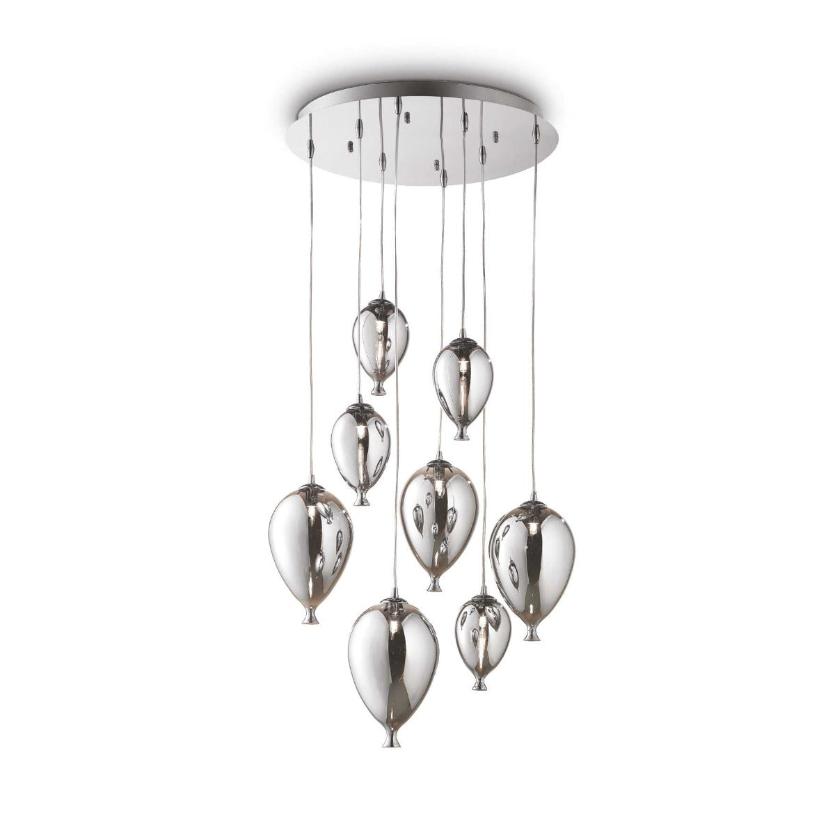Ideal Lux 100944 Clown Chrome Hand Blown Glass, Shades 8 Lt Pendant