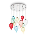 Ideal Lux 100951 Clown Chrome Pendant Hand Blown Glass Shades 12 Lt