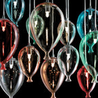 Ideal Lux 100951 Clown Chrome Pendant Hand Blown Glass Shades 12 Lt
