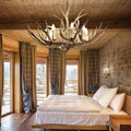Ideal Lux 115504 Chalet 8 Light Chandelier Wood-Effect Metal Frame