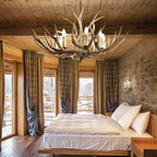Ideal Lux 115504 Chalet 8 Light Chandelier Wood-Effect Metal Frame