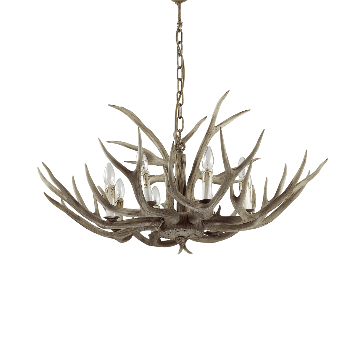 Ideal Lux 115504 Chalet 8 Light Chandelier Wood-Effect Metal Frame