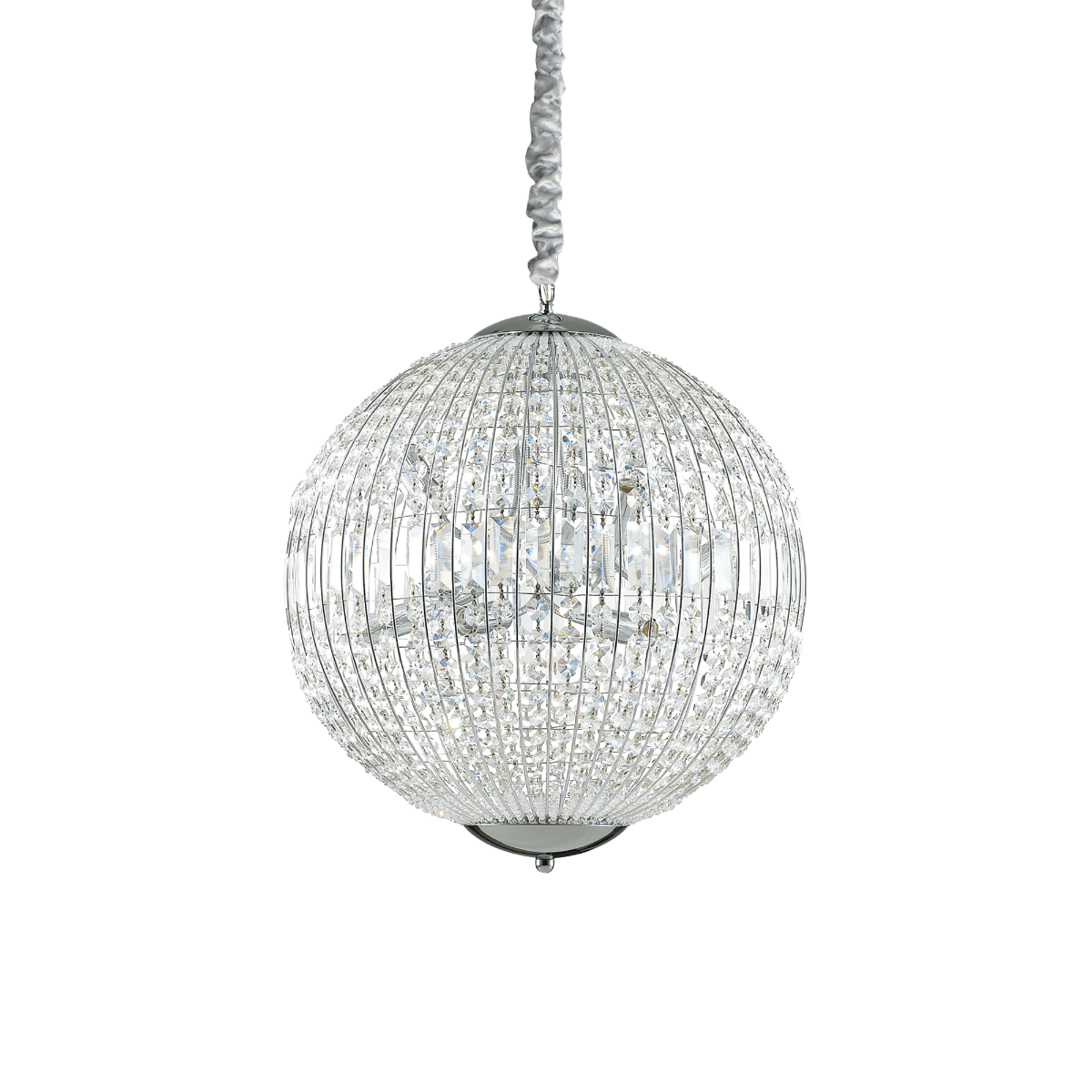 Ideal Lux 116228 Luxor Crystal 8 Light Pendant Chrome Frame