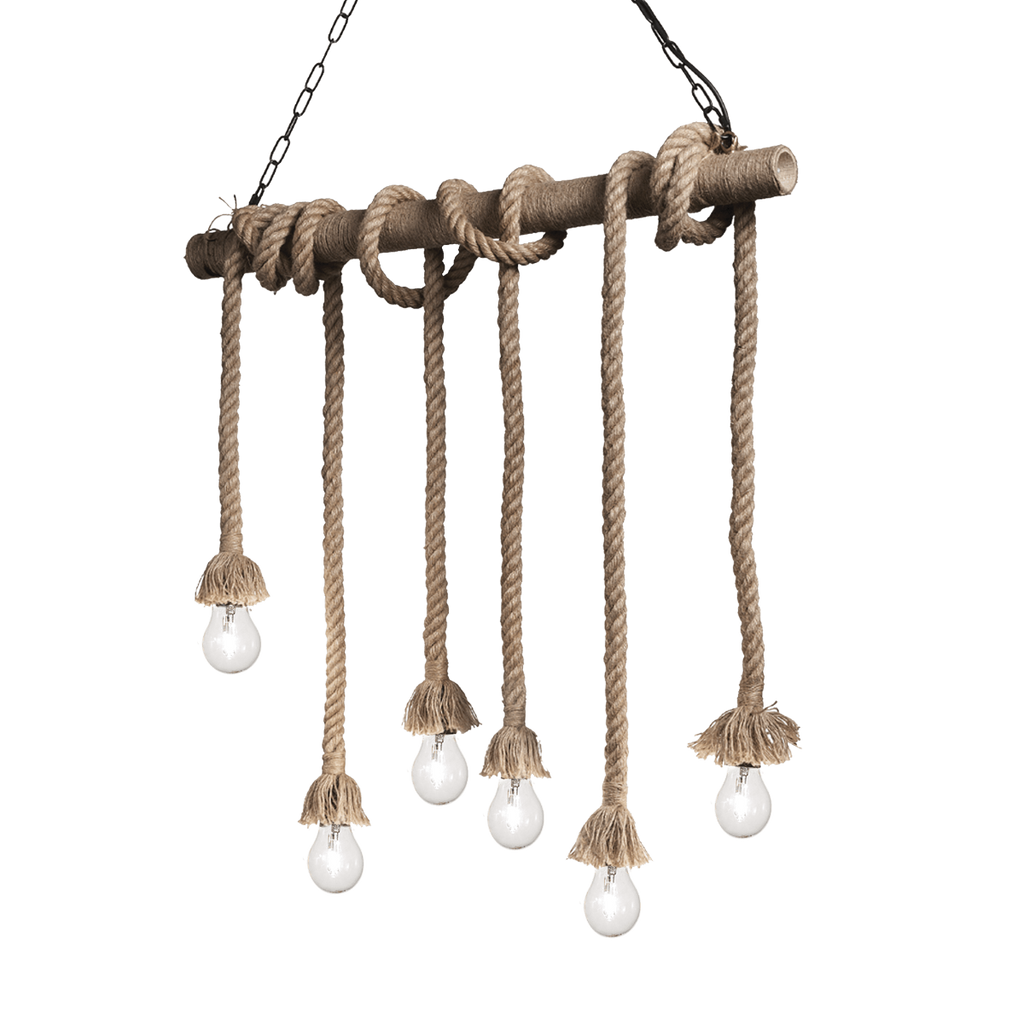 Ideal Lux 134826 Canapa 6 Light Bar Pendant Rope Frame