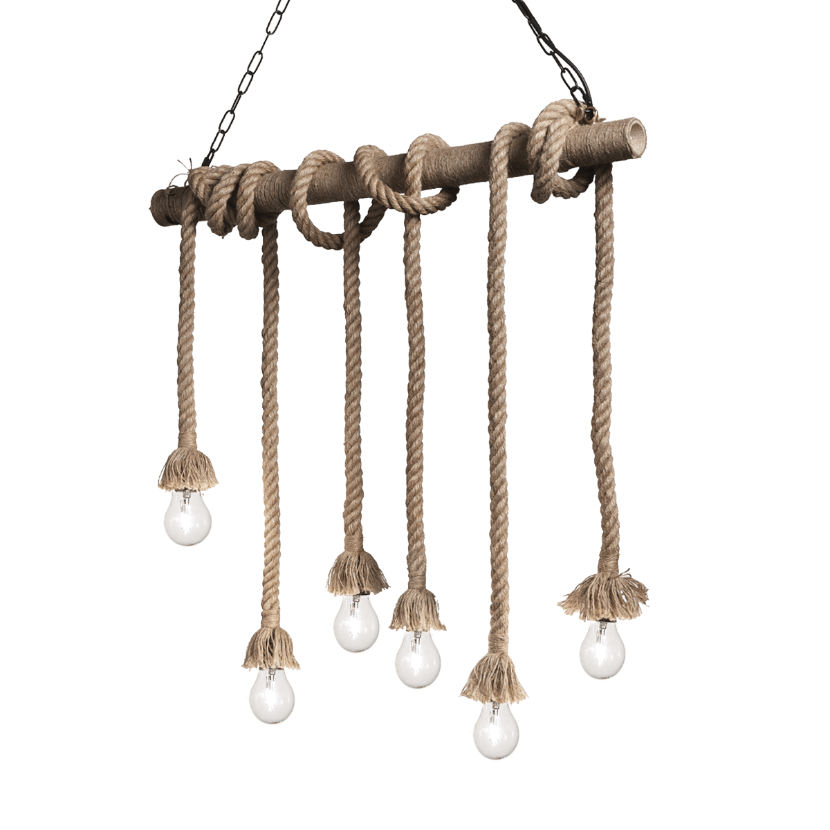 Ideal Lux 134826 Canapa 6 Light Bar Pendant Rope Frame