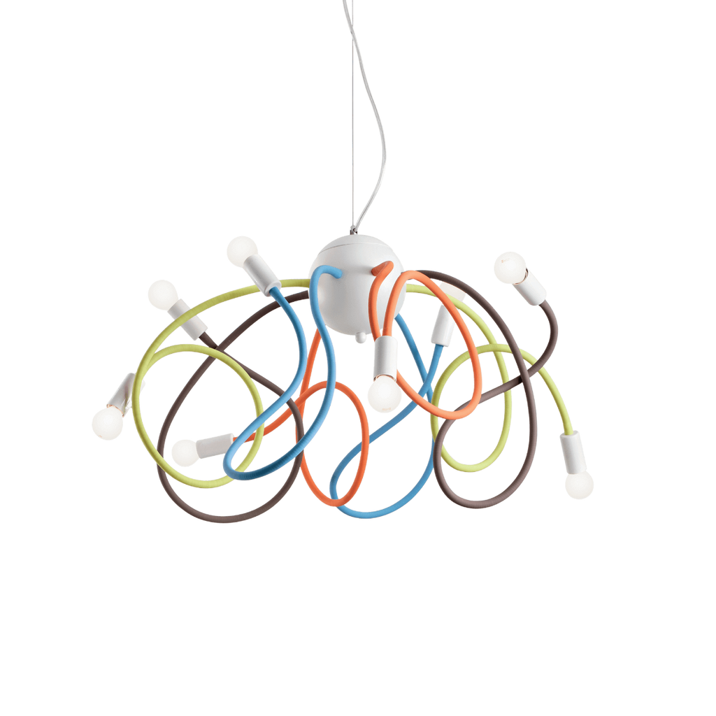 Ideal Lux 141909 Multiflex 8 Light Multi-Arm Pendant White Frame