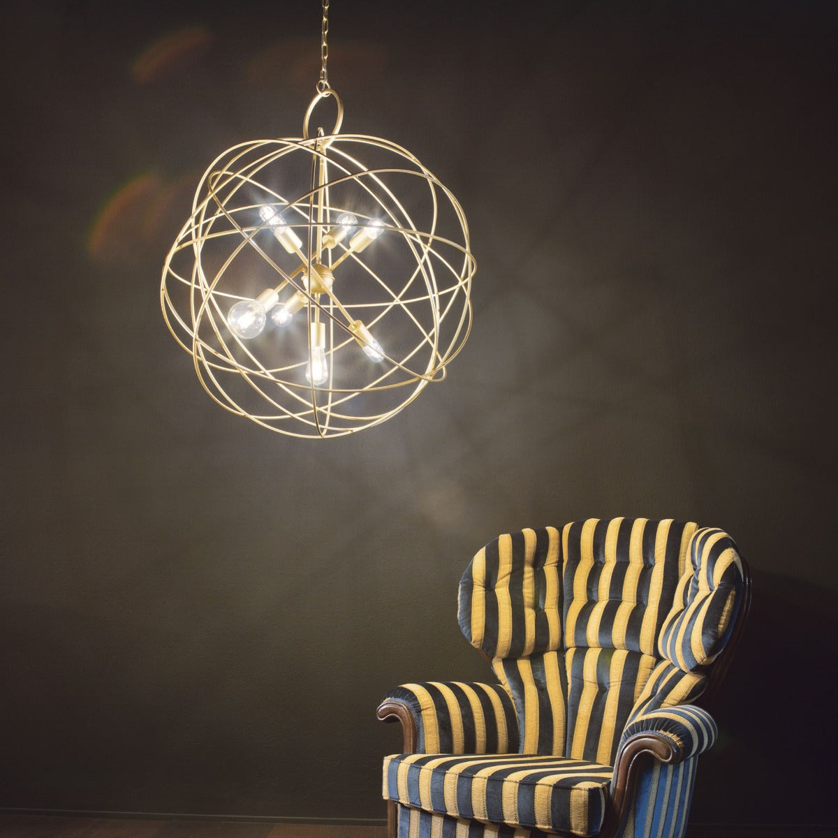 Ideal Lux 156033 Konse 7 Light Pendant Satin Dark Gold Frame