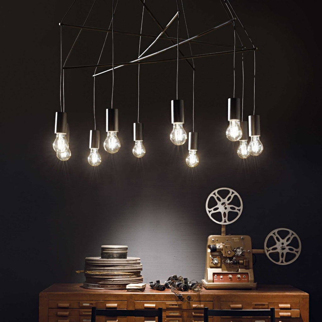 Ideal Lux 158860 Pop 10Lt Black Ceiling Multi-Arm Pendant