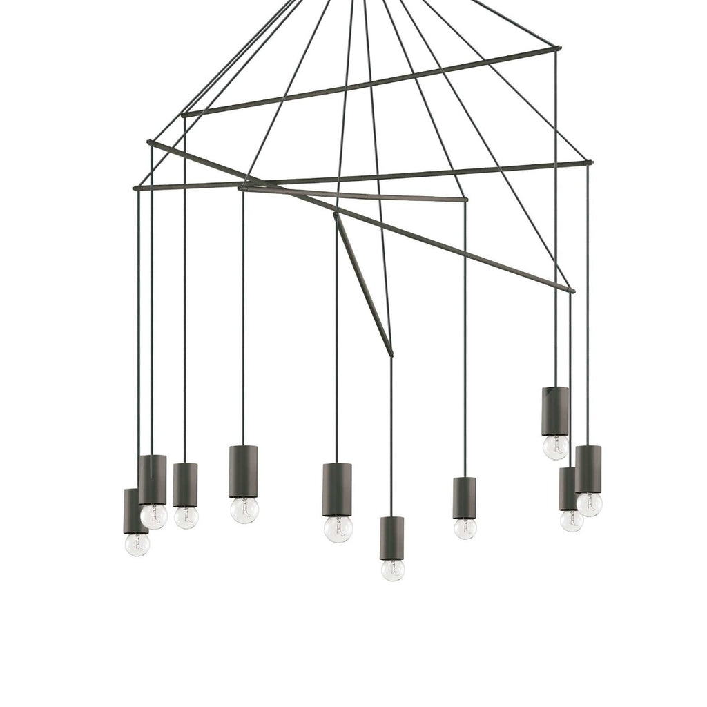 Ideal Lux 158860 Pop 10Lt Black Ceiling Multi-Arm Pendant