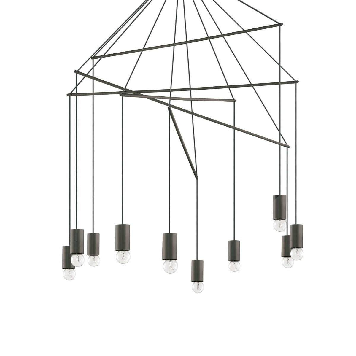 Ideal Lux 158860 Pop 10Lt Black Ceiling Multi-Arm Pendant