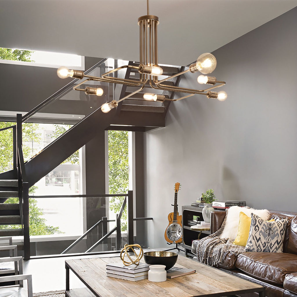 Ideal Lux 160269 Triumph 8 Light Multi-Arm Pendant Fitting Antique Brass