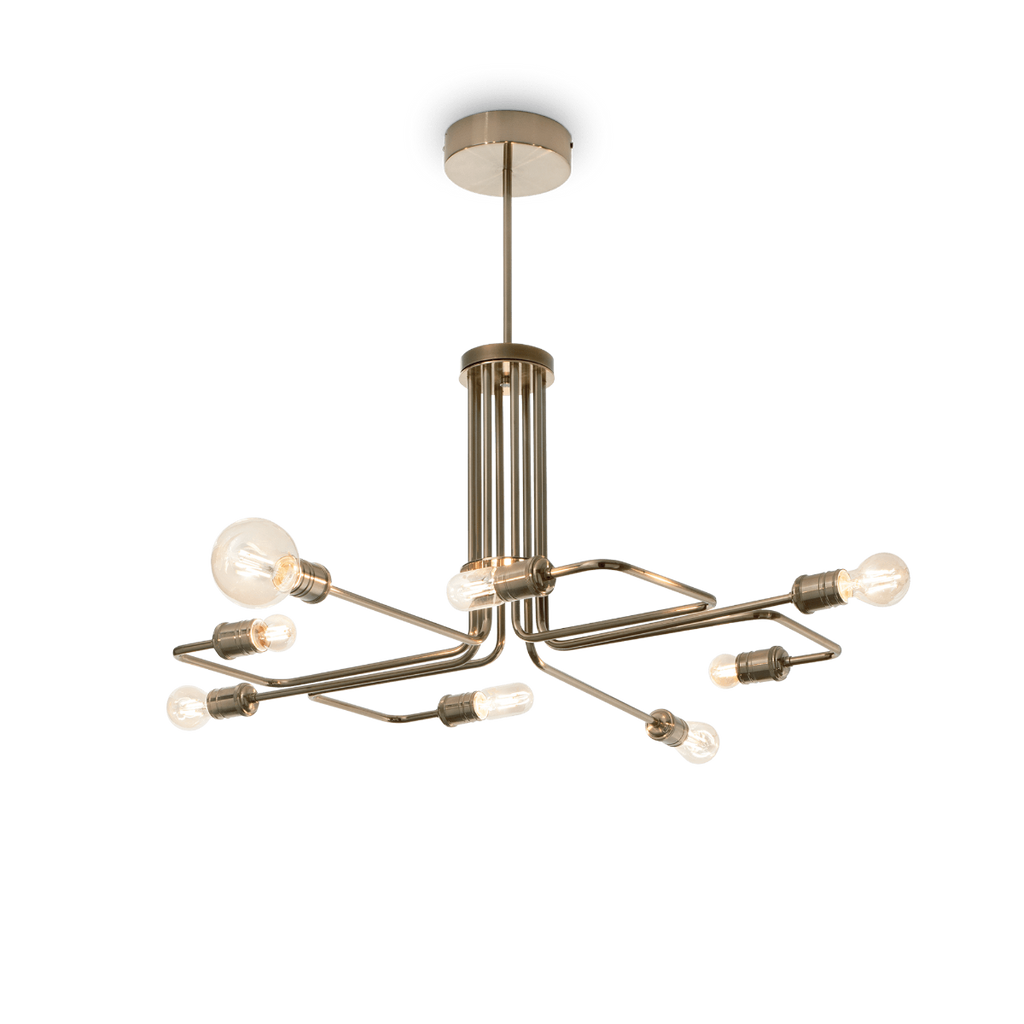 Ideal Lux 160269 Triumph 8 Light Multi-Arm Pendant Fitting Antique Brass