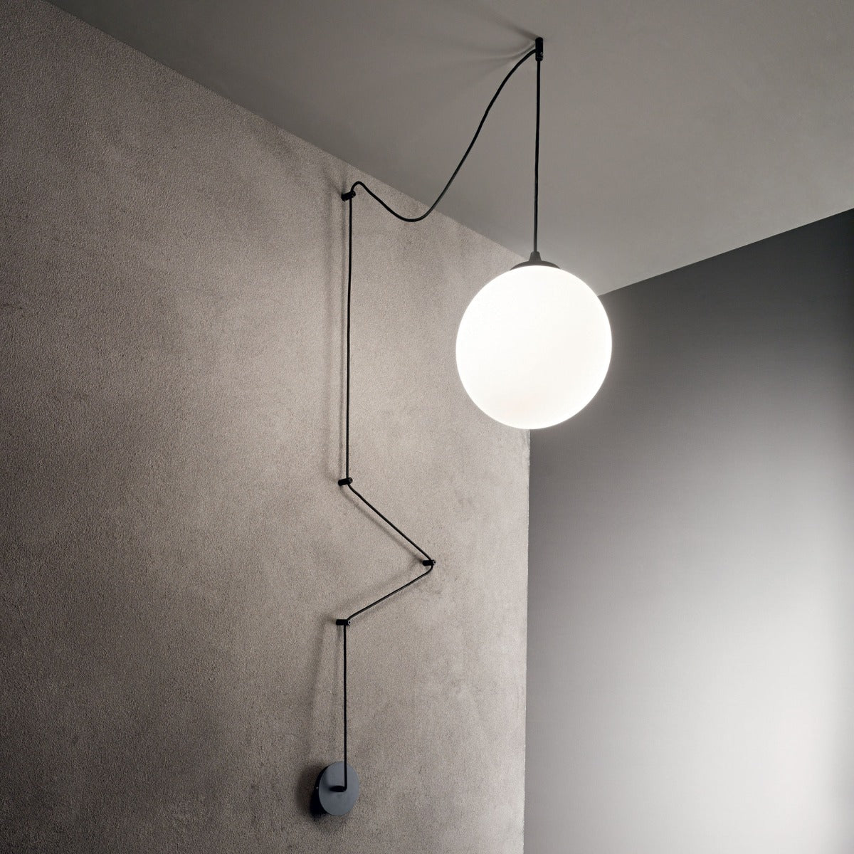 Ideal Lux 160856 Boa Single Light Pendant Black Frame