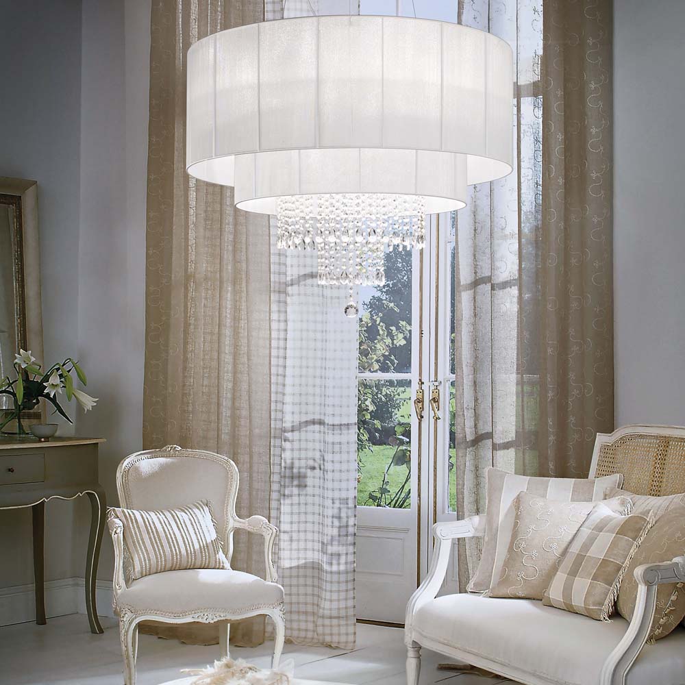 Ideal Lux 165011 Opera Crystal 10 Light Pendant Polished Chrome Frame