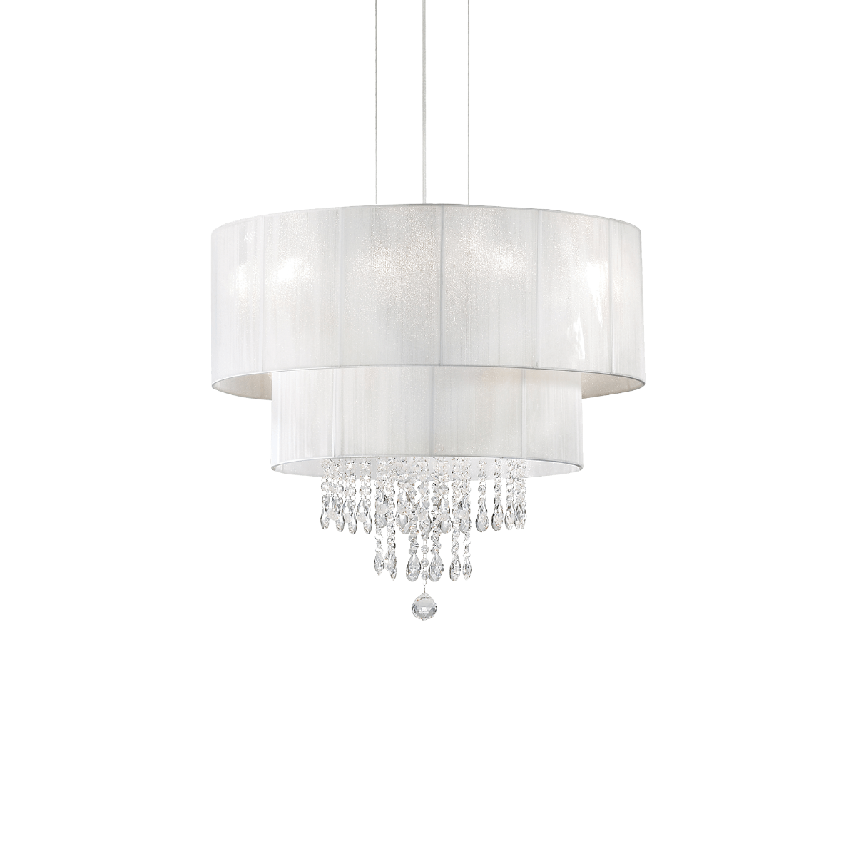 Ideal Lux 182179 Opera Crystal 4 Light Pendant Polished Chrome Frame