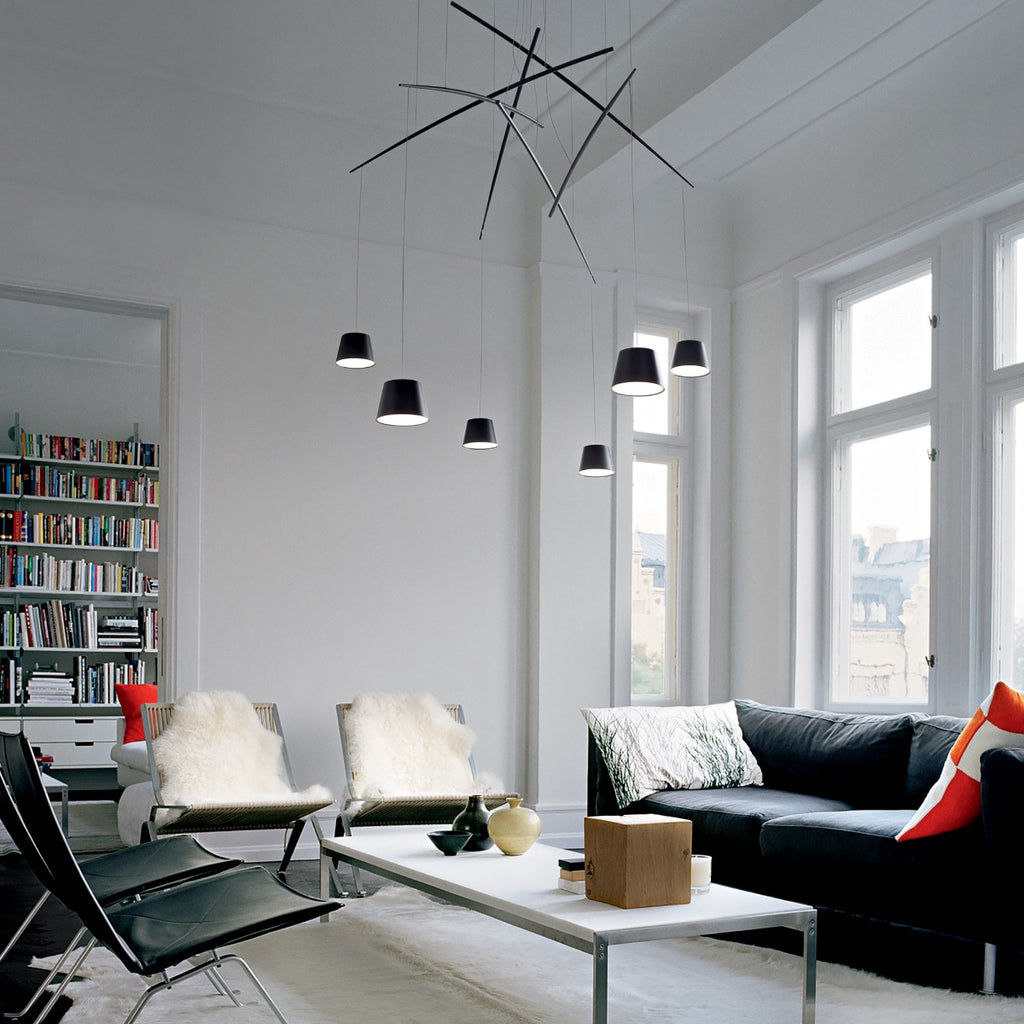 Ideal Lux 196992 Fish LED 6 Light Multi-Arm Pendant Black Frame