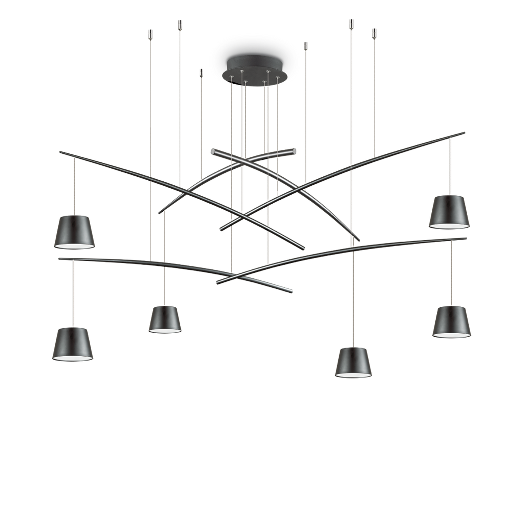 Ideal Lux 196992 Fish LED 6 Light Multi-Arm Pendant Black Frame