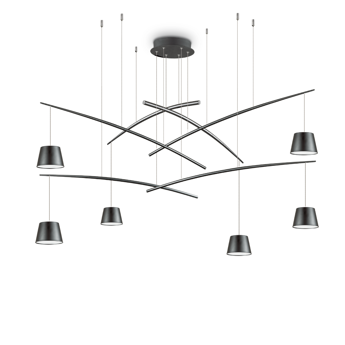 Ideal Lux 196992 Fish LED 6 Light Multi-Arm Pendant Black Frame