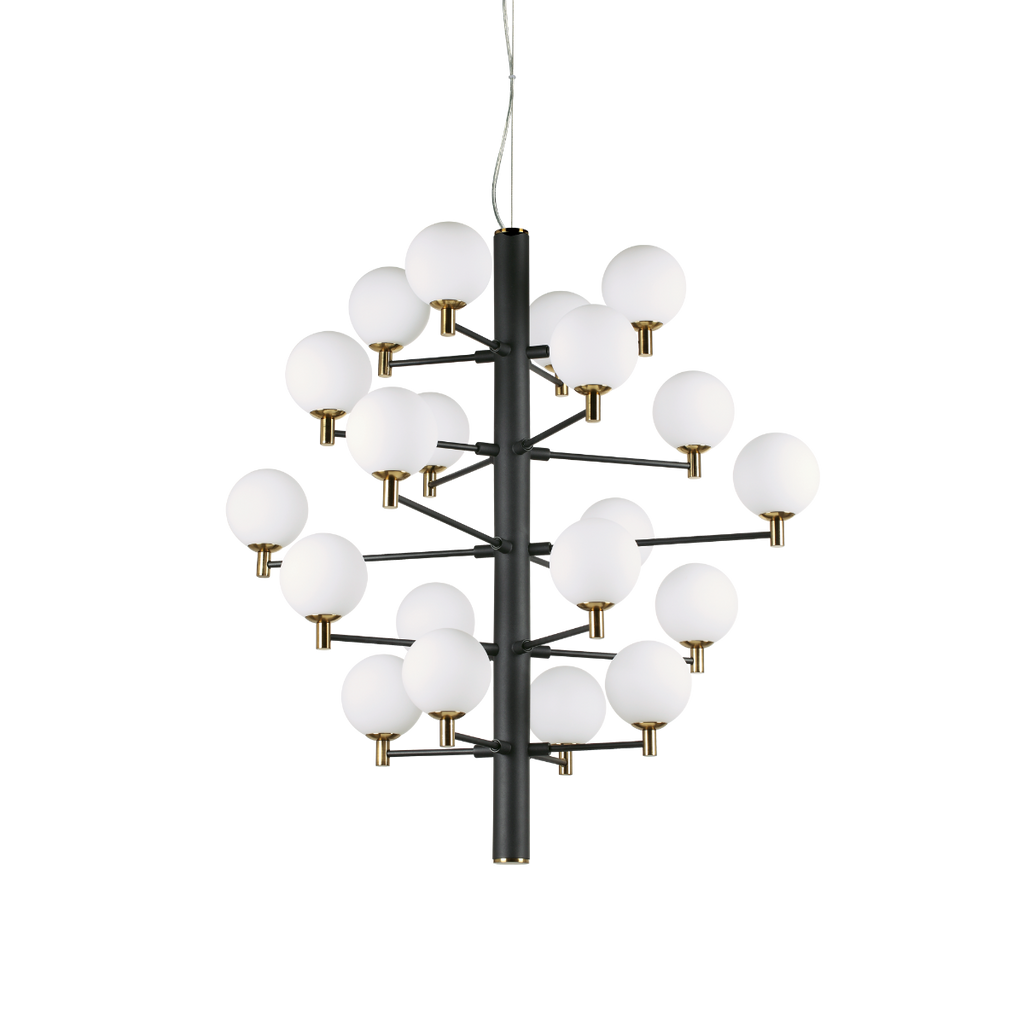 Ideal Lux 197333 Copernico 20 Light Multi-Arm Pendant Black Frame