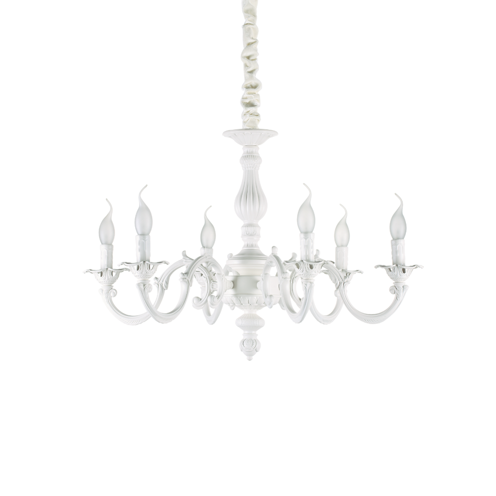 Ideal Lux 197500 Justine 6 Light Chandelier White Frame