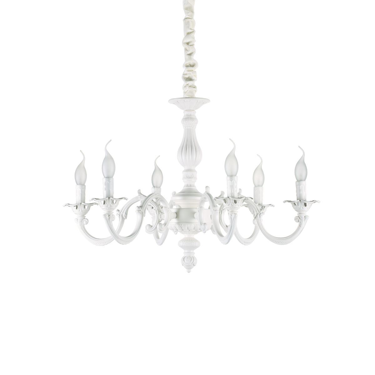 Ideal Lux 197500 Justine 6 Light Chandelier White Frame