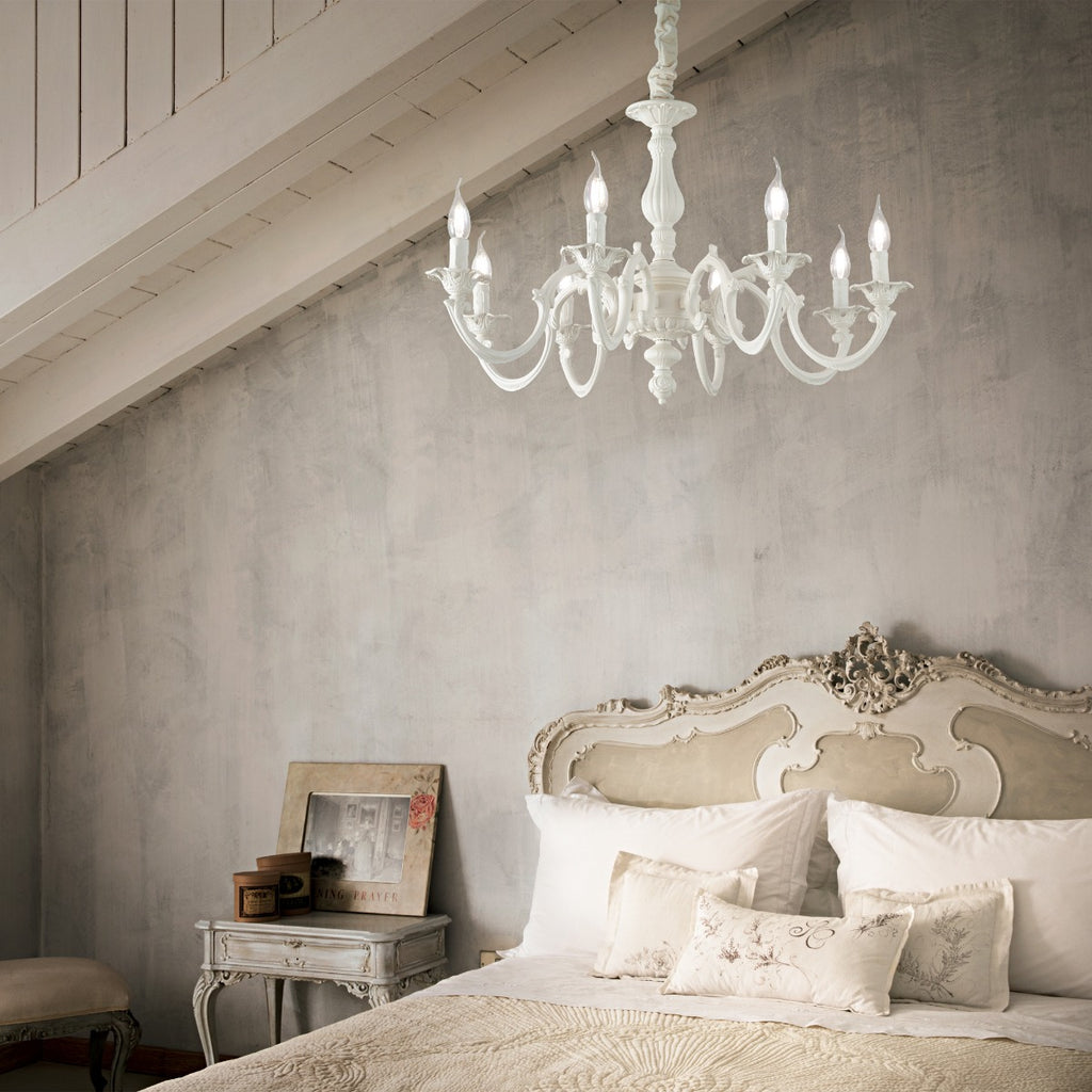 Ideal Lux 197524 Justine 8 Light Chandelier White Frame 