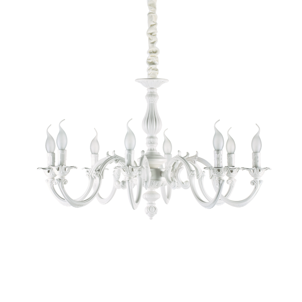 Ideal Lux 197524 Justine 8 Light Chandelier White Frame 