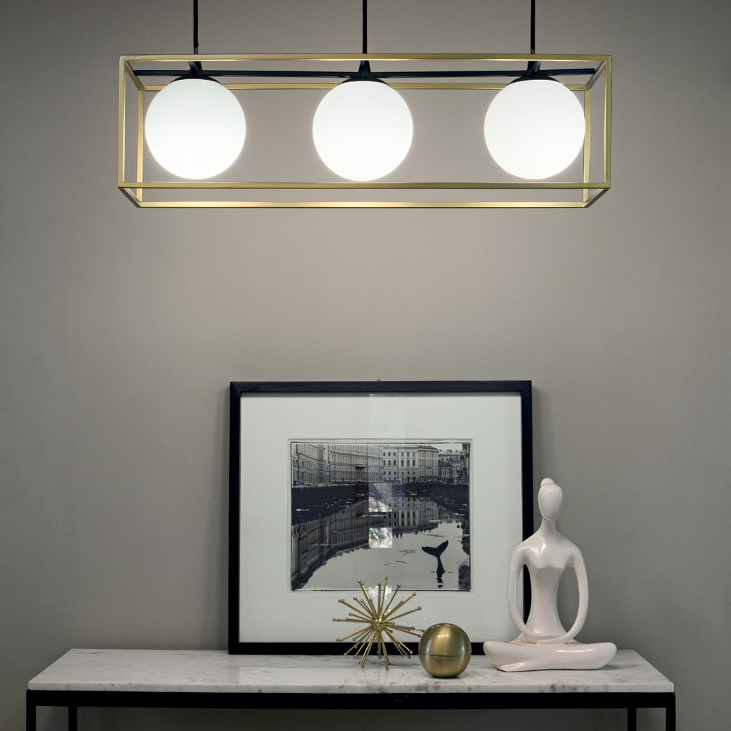 Ideal Lux 198125 Lingotto 3 Light Bar Pendant Antique Brass Frame