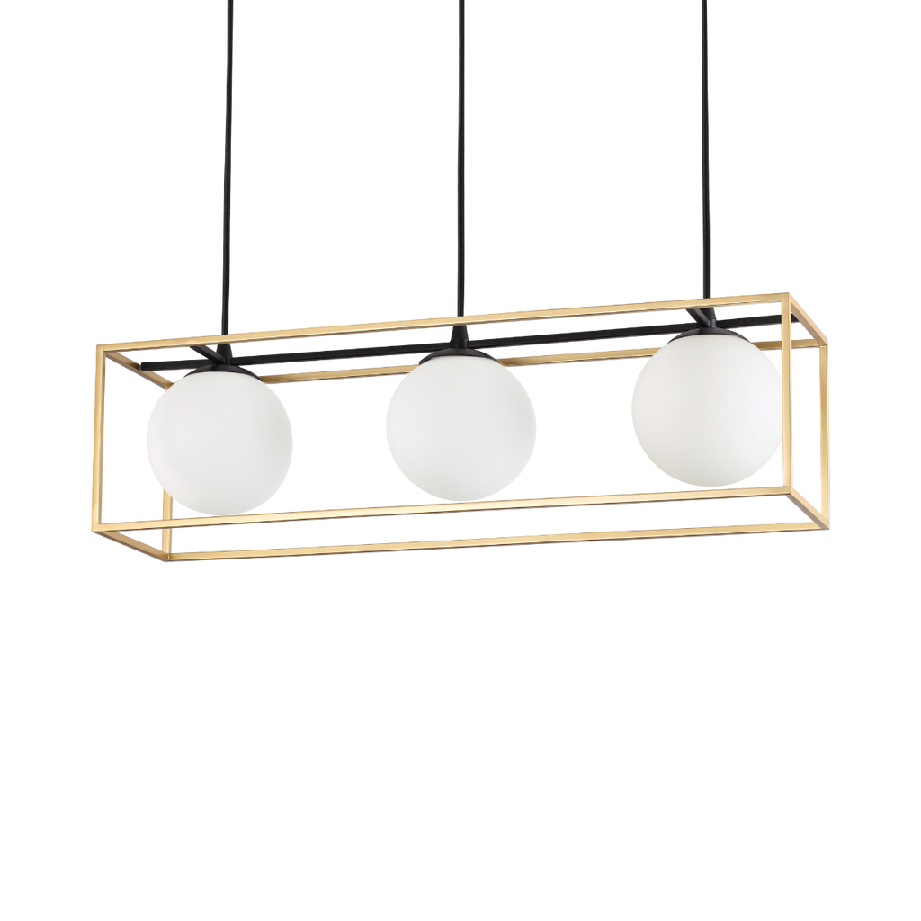 Ideal Lux 198125 Lingotto 3 Light Bar Pendant Antique Brass Frame
