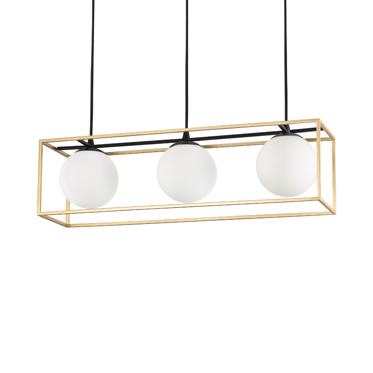 Ideal Lux 198125 Lingotto 3 Light Bar Pendant Antique Brass Frame