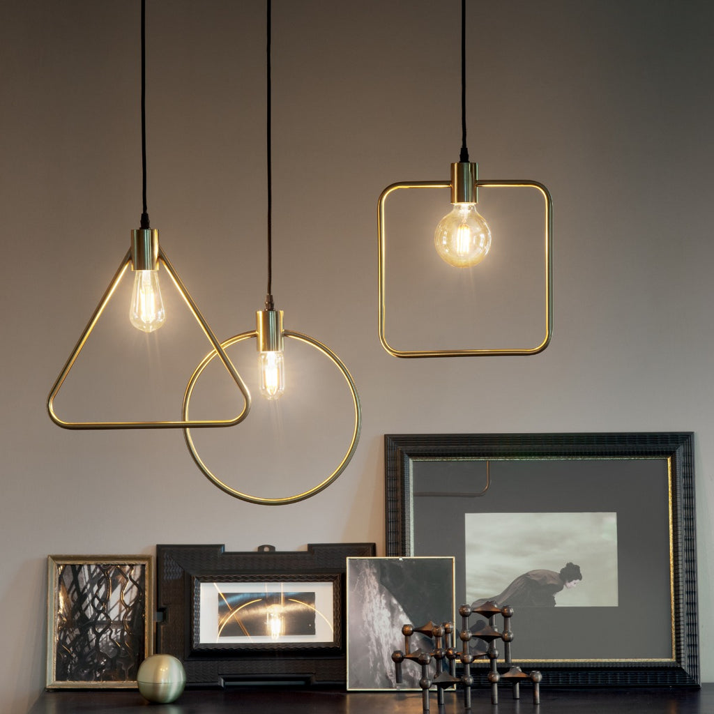 Ideal Lux 207834 Abc Triangular Single Pendant Antique Brass Frame