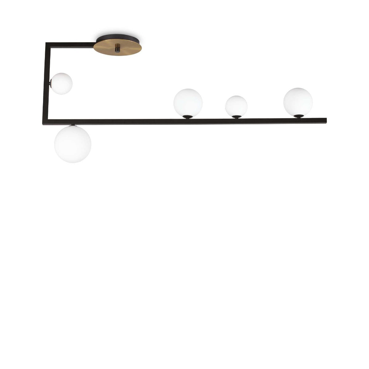 Ideal Lux Birds pl5 5 Light Bar Pendant Fitting Satin Brass White Shades 273631