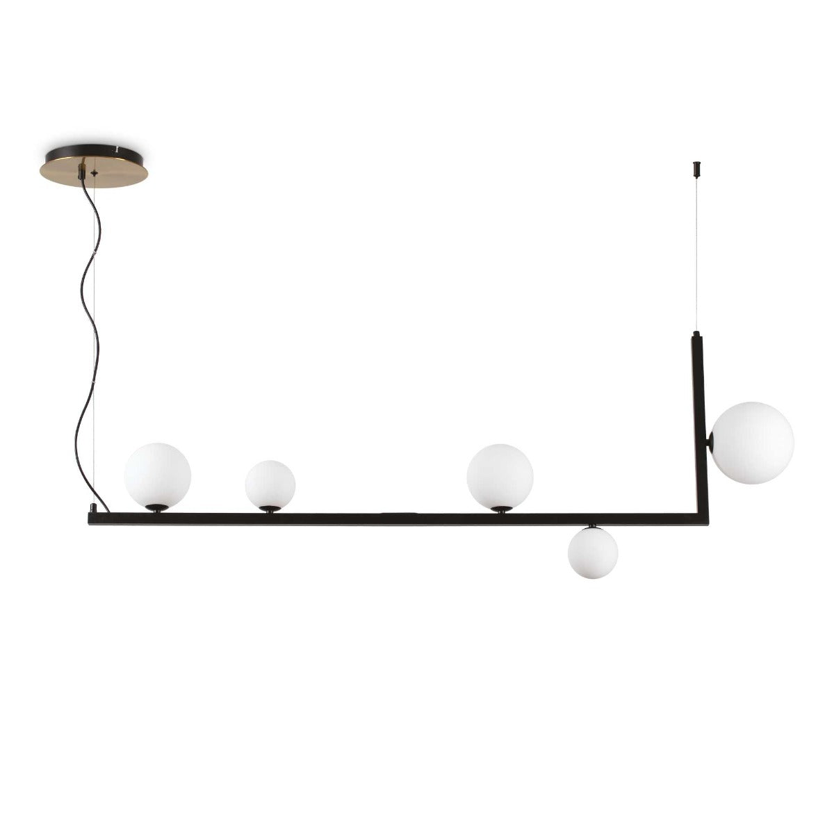 Ideal Lux Birds sp5 5 Light Bar Pendant Fitting Satin Brass White Shades 273648