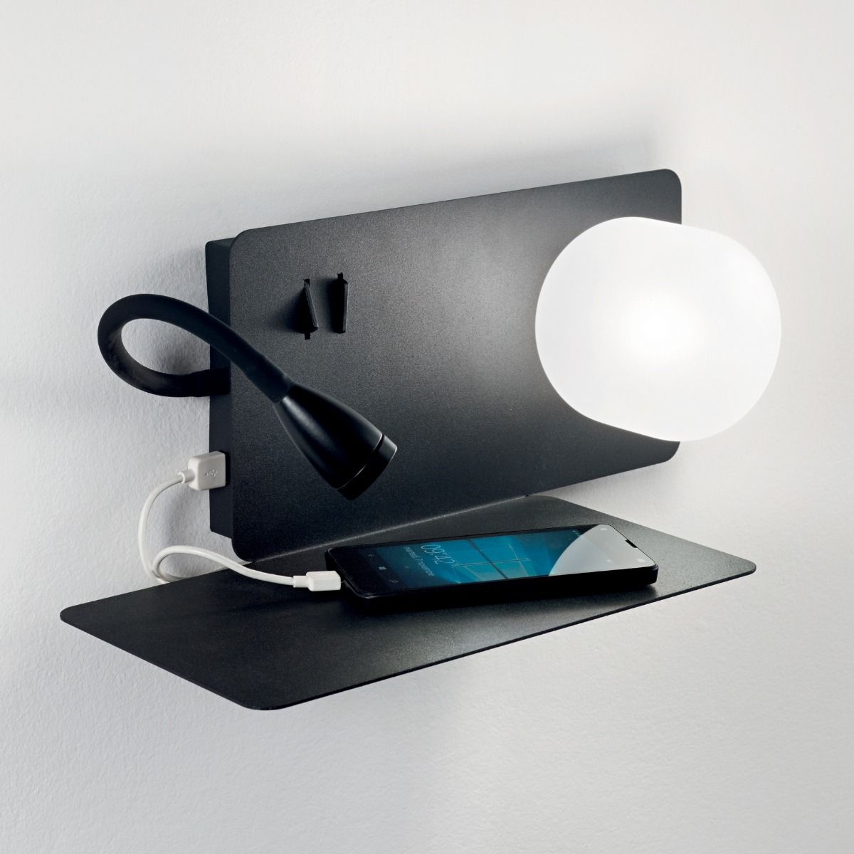 Ideal Lux Book 174808 LED Twin Wall Light Black