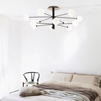 Ideal Lux Cosmopolitan Extra Large 12 Light Semi-Flush Ceiling Fitting Matt Black Frame White Shades 273709