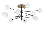 Ideal Lux Cosmopolitan Extra Large 12 Light Semi-Flush Ceiling Fitting Matt Black Frame White Shades 273709