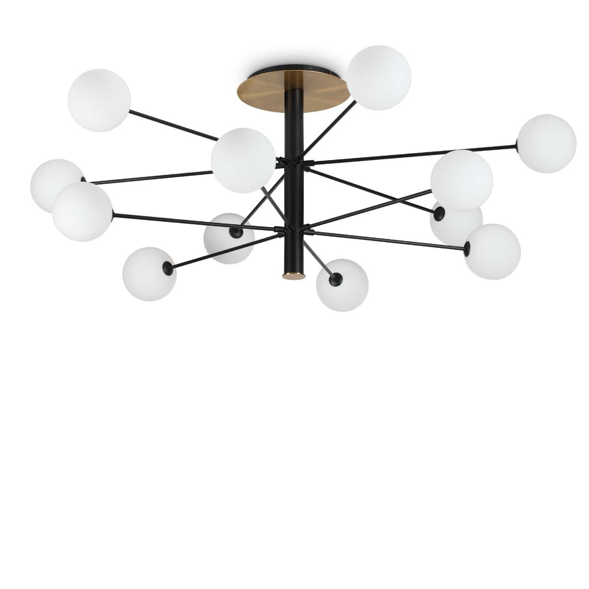 Ideal Lux Cosmopolitan Extra Large 12 Light Semi-Flush Ceiling Fitting Matt Black Frame White Shades 273709