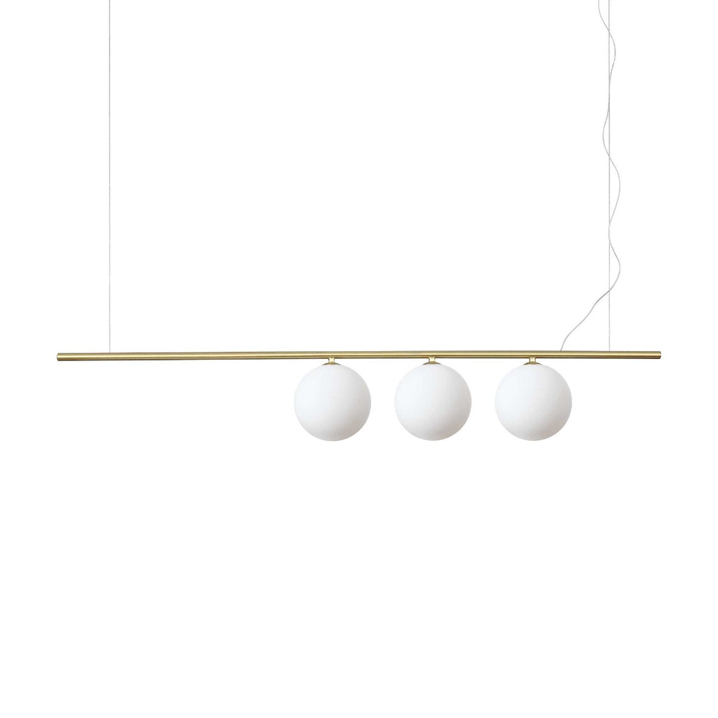 Ideal Lux Perline 3 Light Bar Pendant Satin Brass Frame White Shades 282114