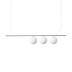 Ideal Lux Perline 3 Light Bar Pendant Satin Brass Frame White Shades 282114