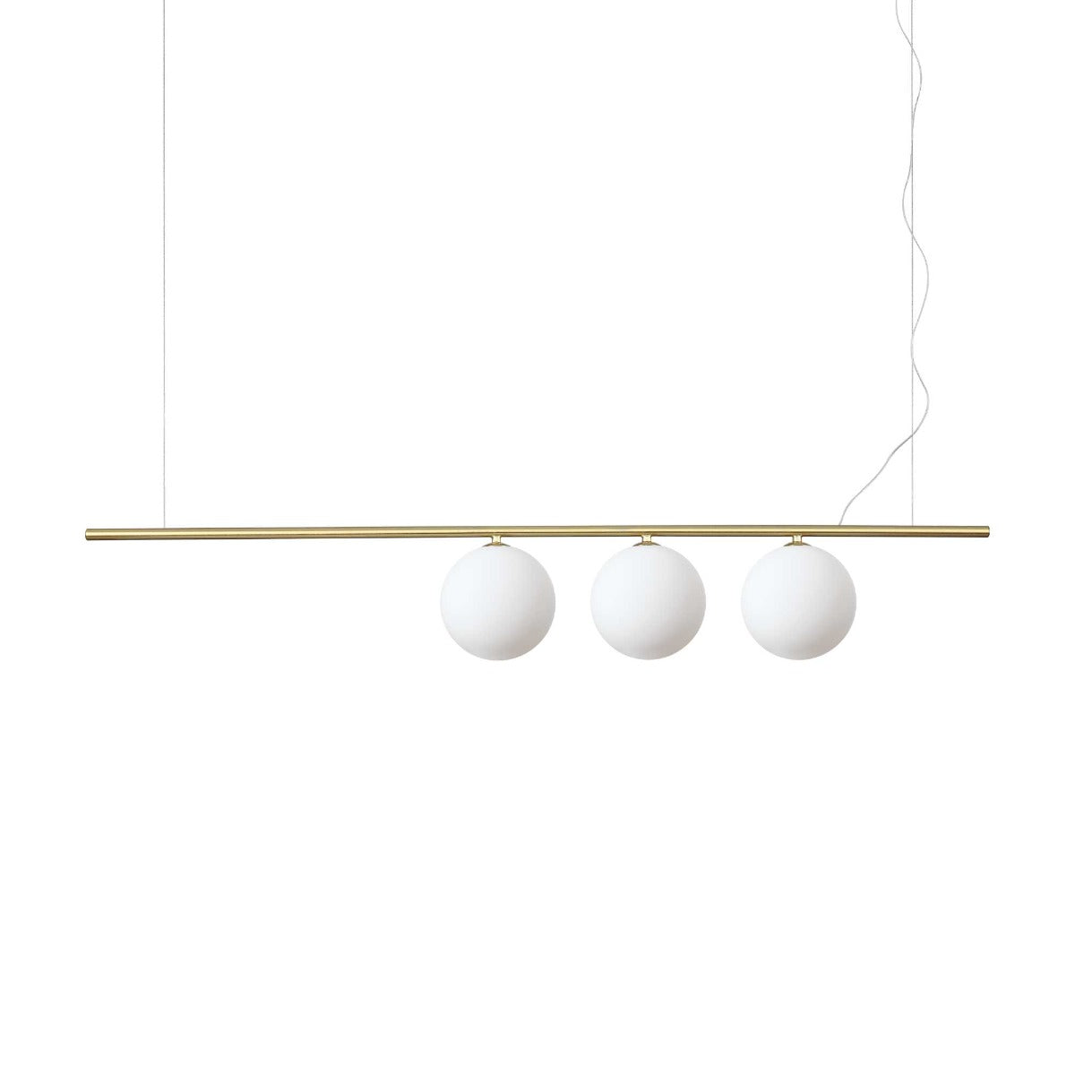 Ideal Lux Perline 3 Light Bar Pendant Satin Brass Frame White Shades 282114