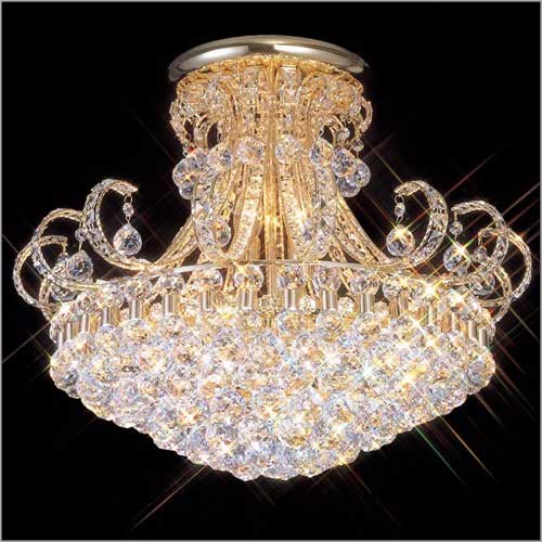 Diyas Pearl 12 Light Round Ceiling Light in Polished Chrome with Crystal