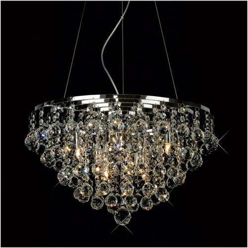 Diyas Atla 8 Light Pendant Light in Polished Chrome with Crystal