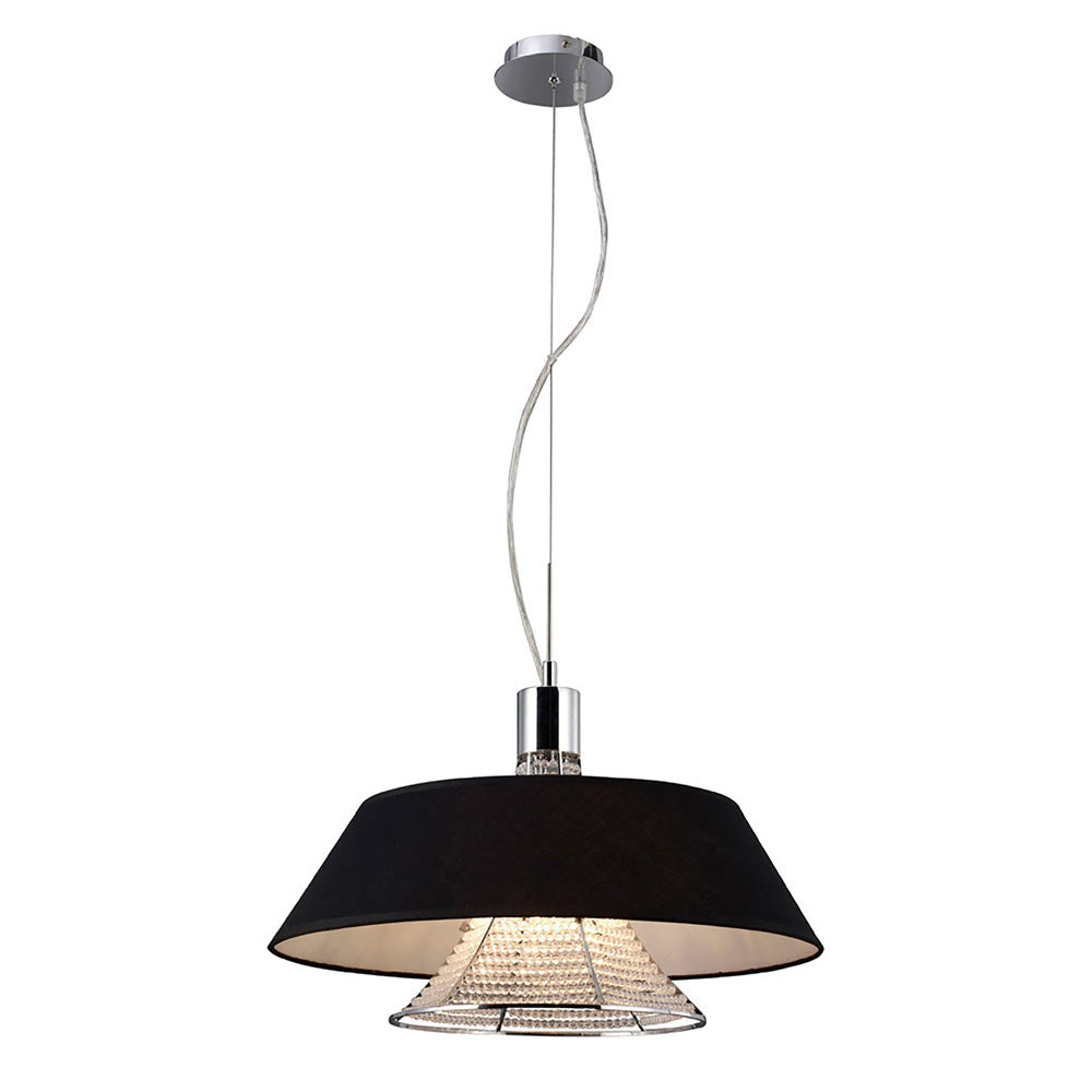 Diyas Davina Large Pendant Light with Asfour Crystal and Black Shade