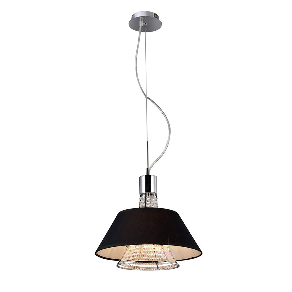 Diyas Davina Small Pendant Light with Asfour Crystal and Black Shade